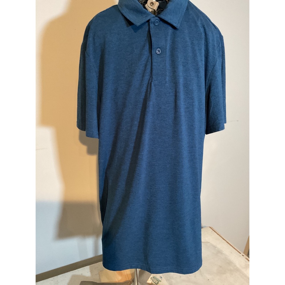 32 Degrees Cool Mens Polo Shirt Blue Space Dye Short Sleeve Large T184390